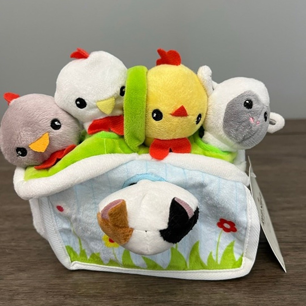 Red Shed Home & Gifts Farm Animal Plush Barn Set Cat Sheep Chickens NWT